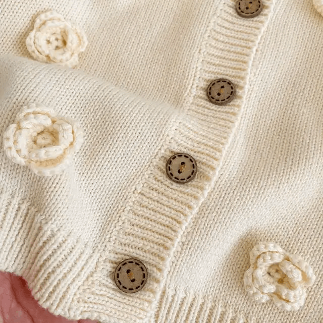 Knit Pop-Up Floral Cardigan - Evvie Bean's Baby Boutique