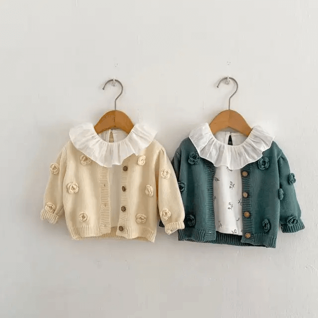Knit Pop-Up Floral Cardigan - Evvie Bean's Baby Boutique