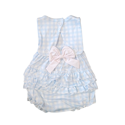 Bows & Gingham Ruffle Bubble Romper