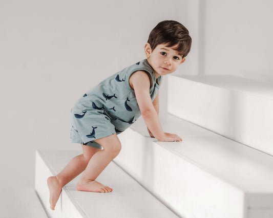 Blue Whale | Kangaroo Pocket Tank Romper