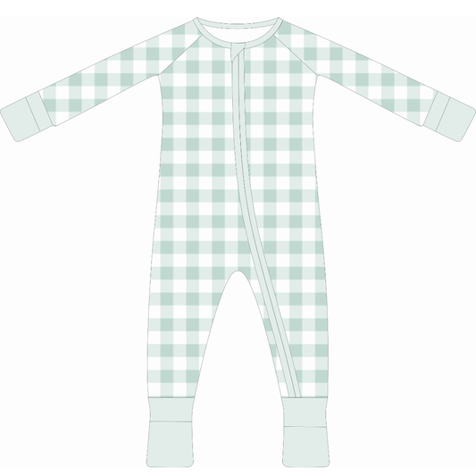 Mint Gingham Bamboo Sleeper