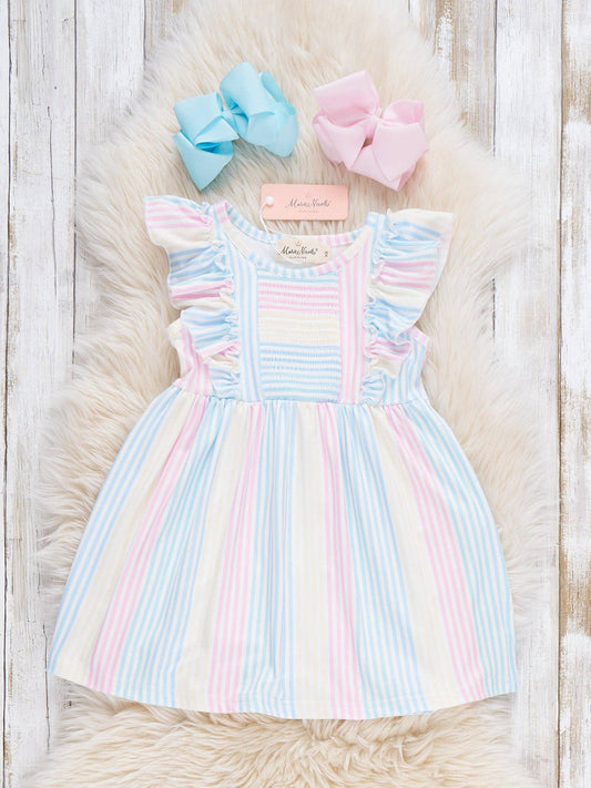 Sunshine Sway Striped Ruffle Dress