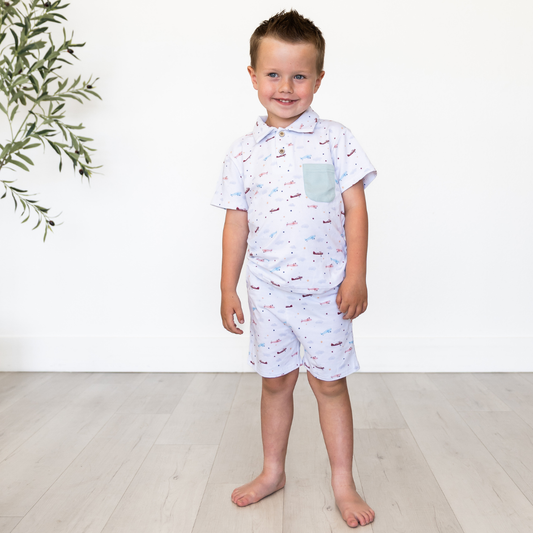Vintage Airplanes Bamboo & Cotton Boys Set