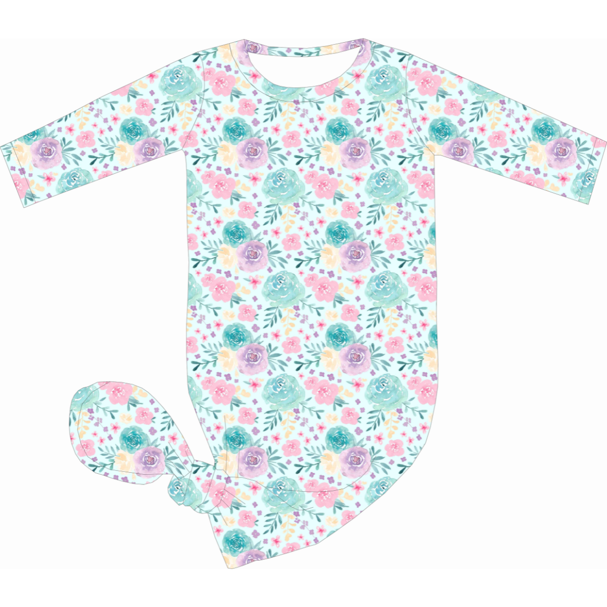 Pastel Garden Floral Bamboo Knotted Gown