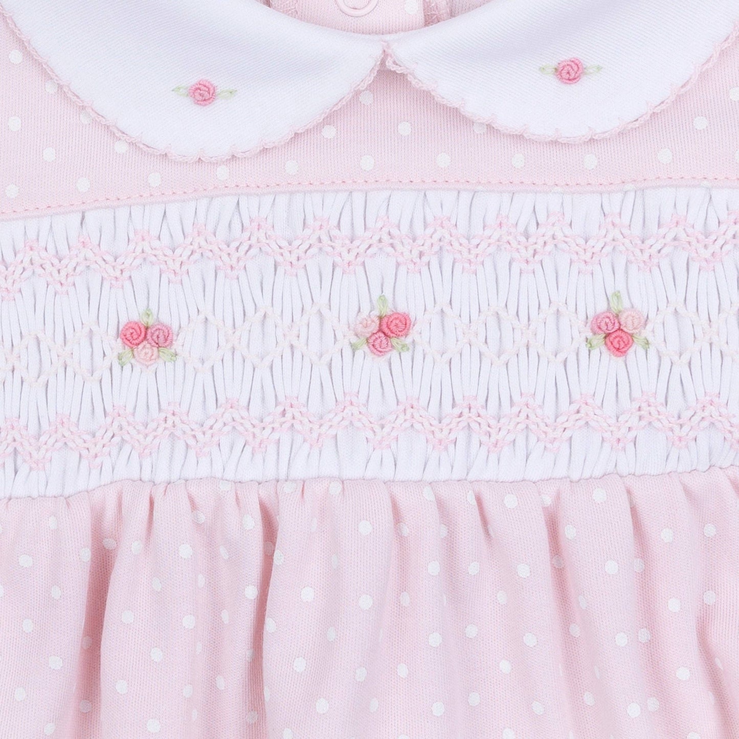 Mia's Classics Smocked Short Sleeve Bubble - Pink