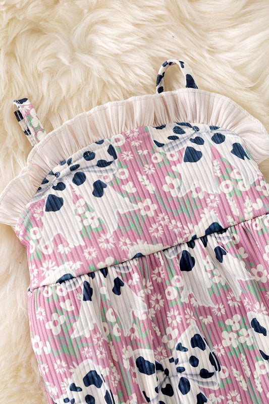 Cow Print & Coquette Ruffle Romper