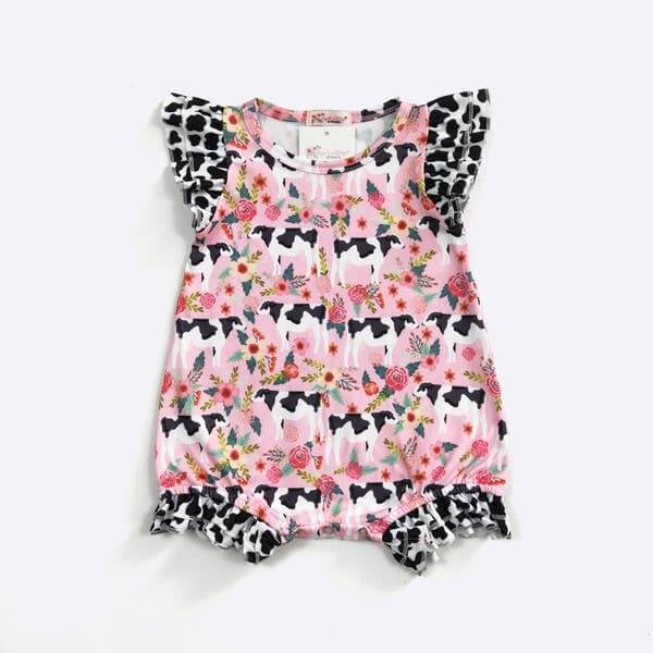 Ole' Bessie Floral Cow Romper