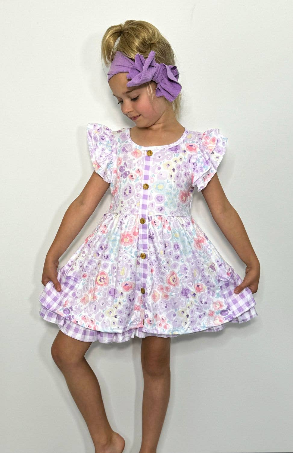 Orchid Petals Gingham Dress