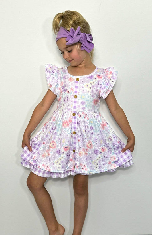 Orchid Petals Gingham Dress