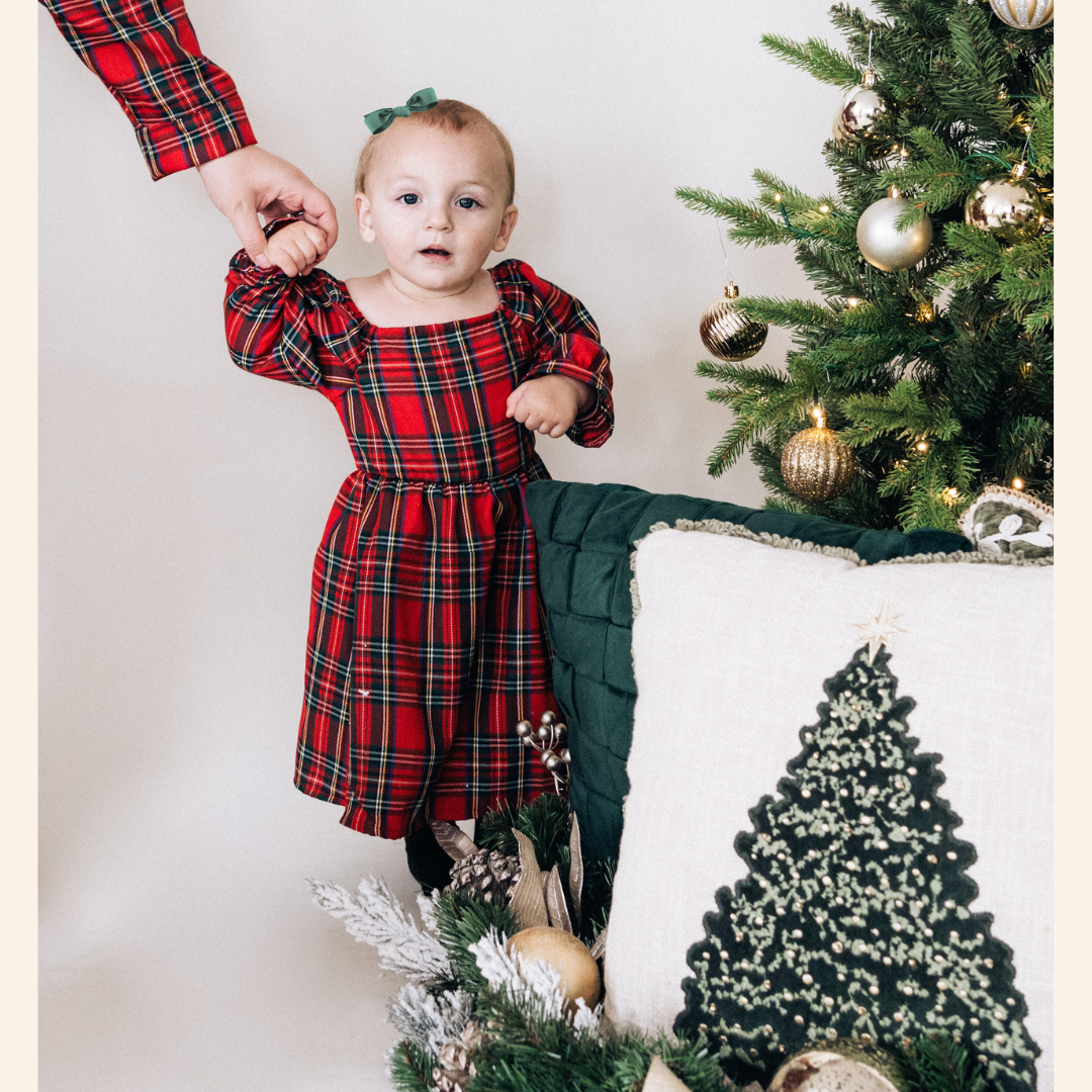 Christmas Red Tartan Plaid Mommy & Me Dress