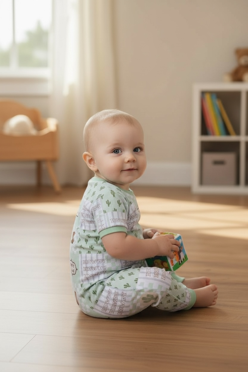 Howdy Patchwork Baby Romper