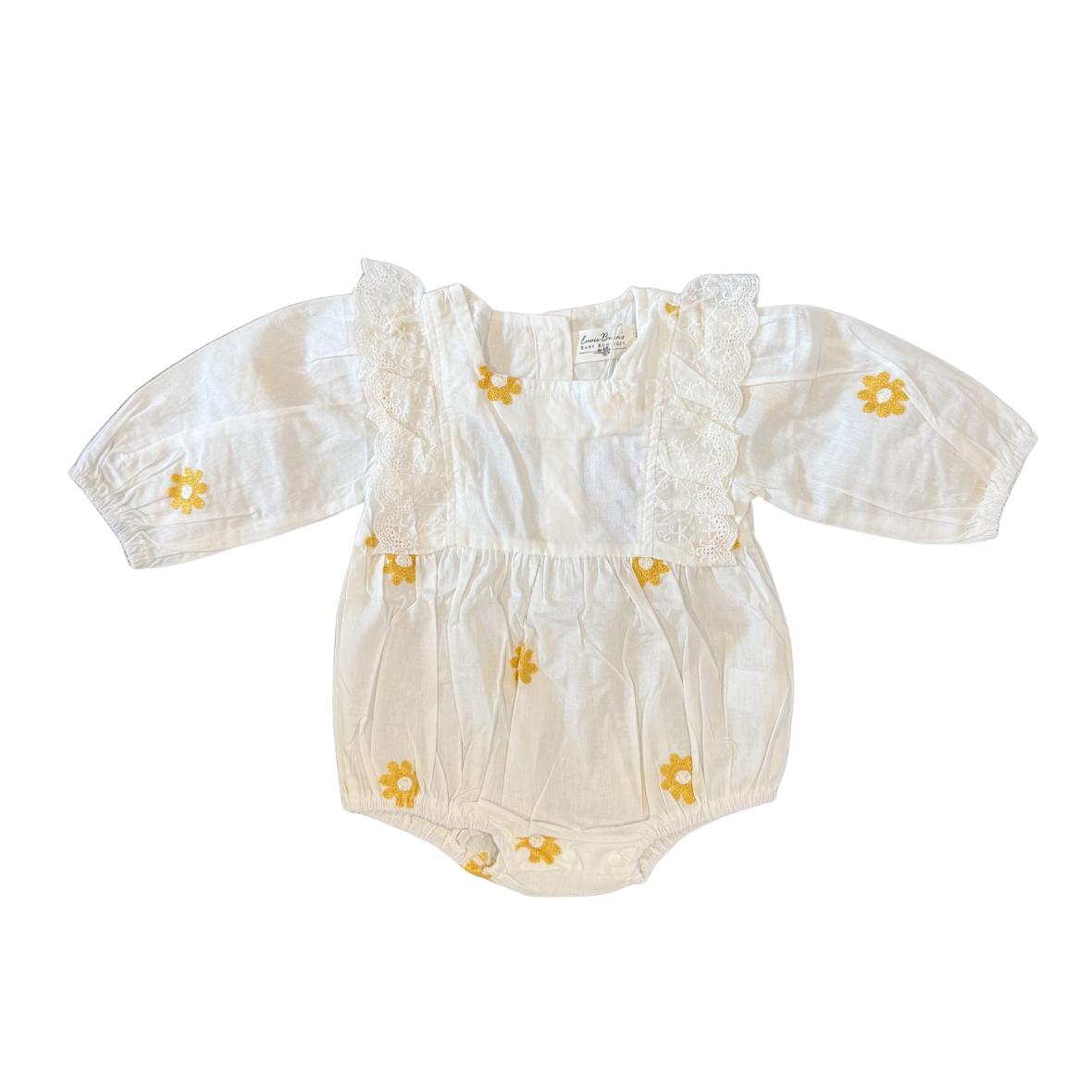 Embroidered Yellow Daisy Romper