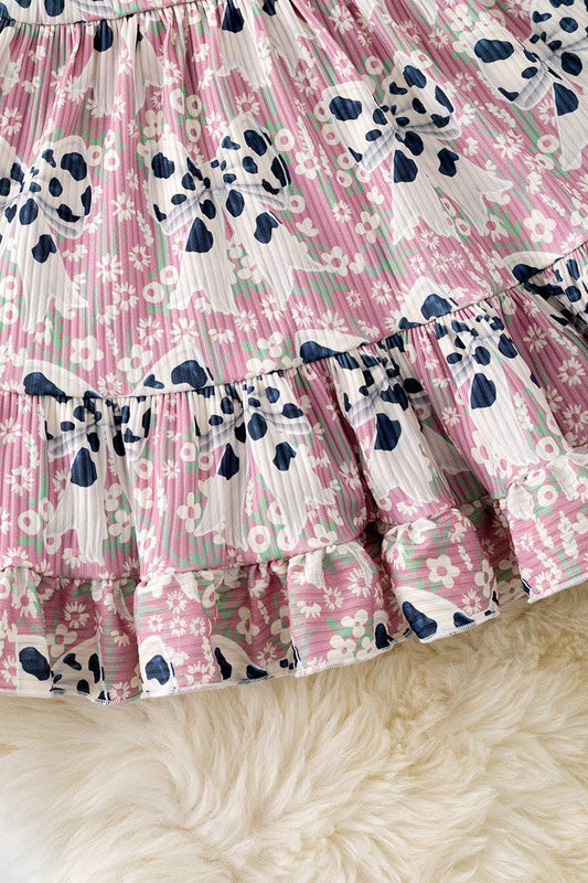 Cow Print & Coquette Ruffle Dress