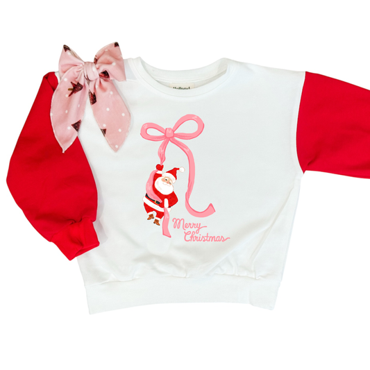 Santa Bow | Infant and Girls Christmas Sweatshirt