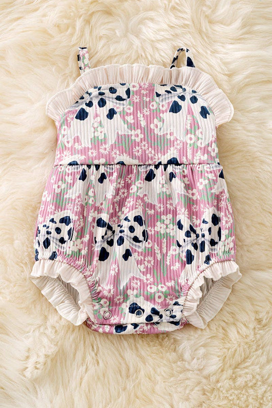 Cow Print & Coquette Ruffle Romper