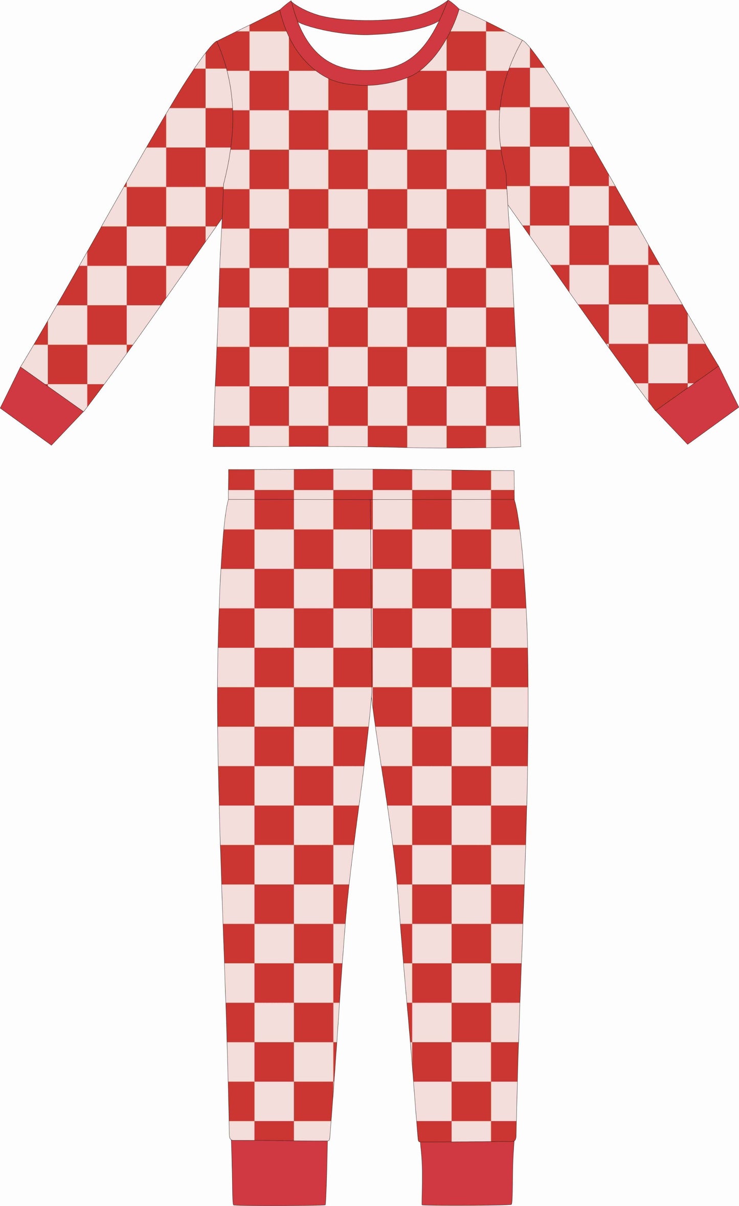 Red Checkered Two Piece Bamboo Sleeper Set