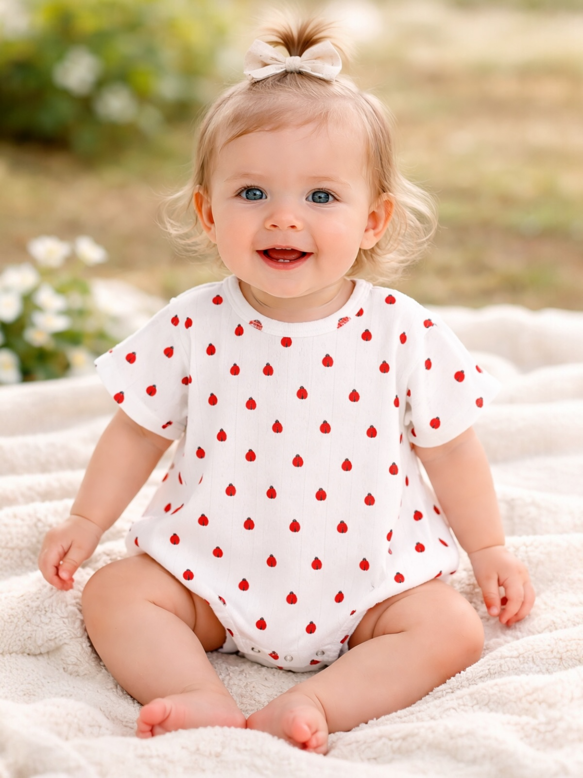 Ladybug / Organic Pointelle T-Shirt Bubble