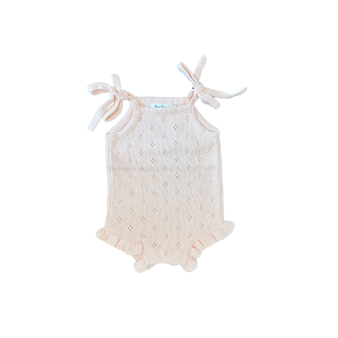 Light Pink Knit Ruffle Tank Romper