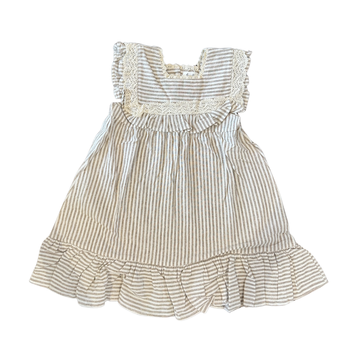 Taupe Stripes Ruffle Romper & Dress