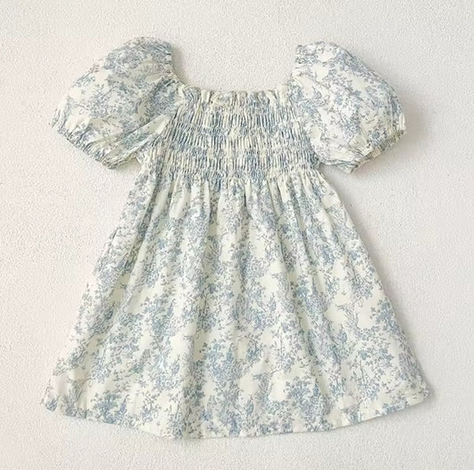 Ada Blue Smocked Romper & Dress Matching Set