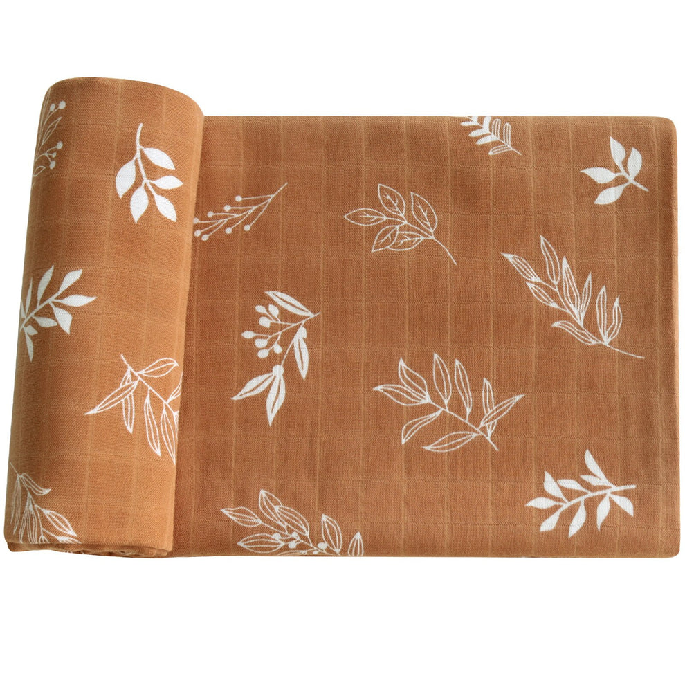 Bamboo & Muslin Swaddle | Rust Floral