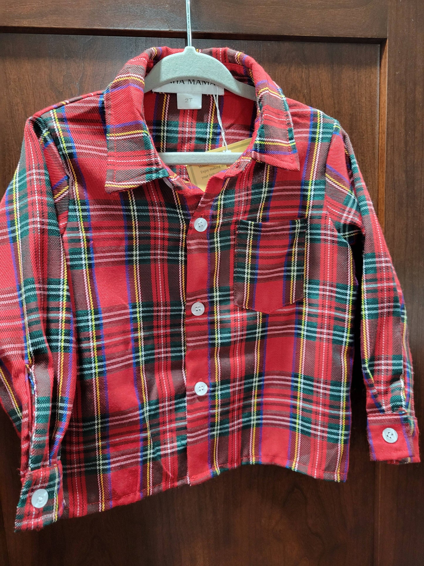 Christmas Red Tartan Plaid Button Up Shirt - Boy's