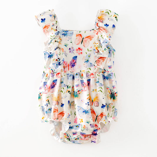 Butterfly Garden Ruffle Infant Romper