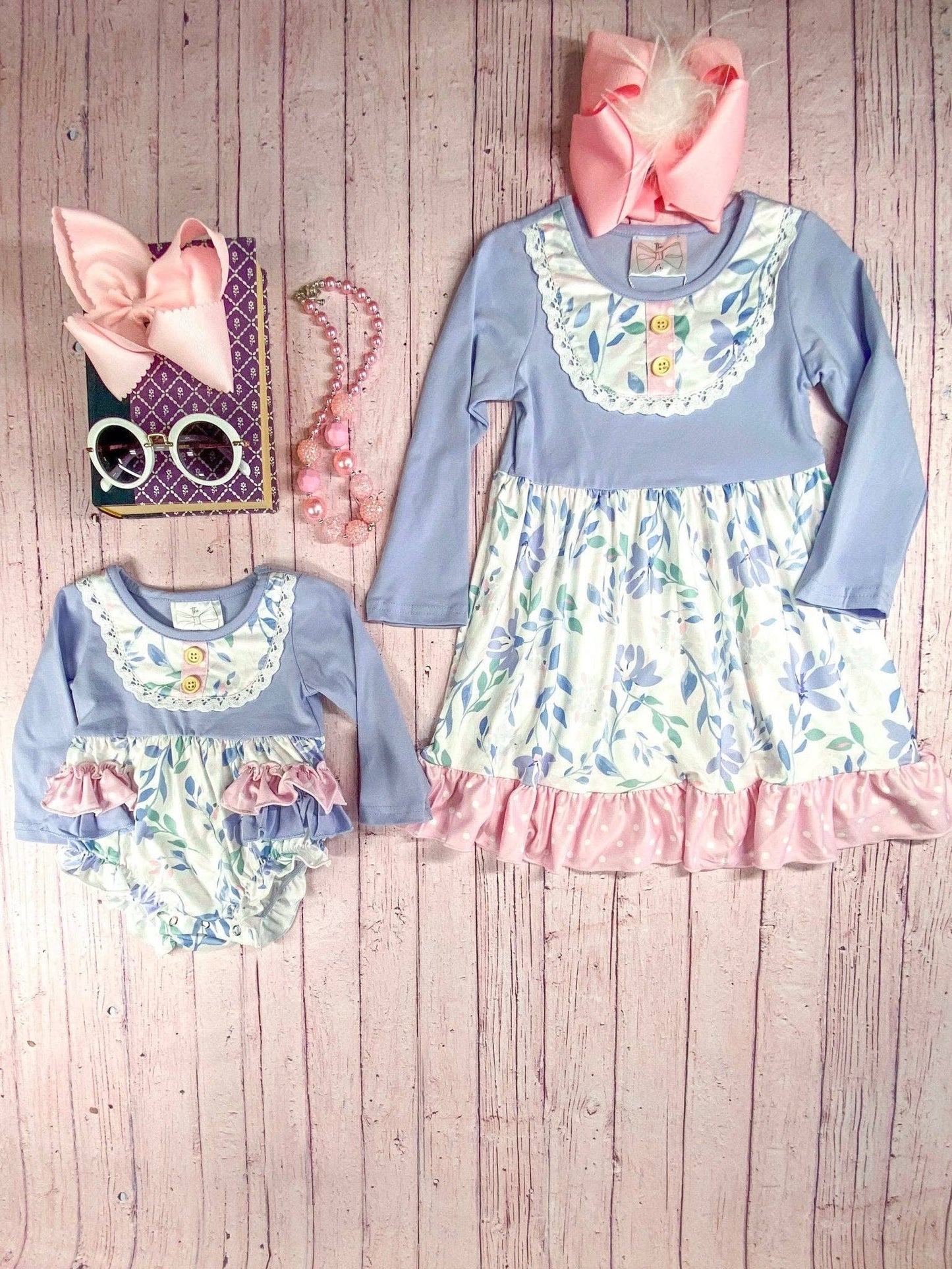 Purple & Pink Floral Ruffles Infant Romper