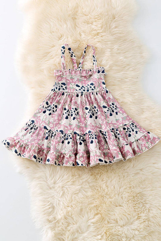 Cow Print & Coquette Ruffle Dress