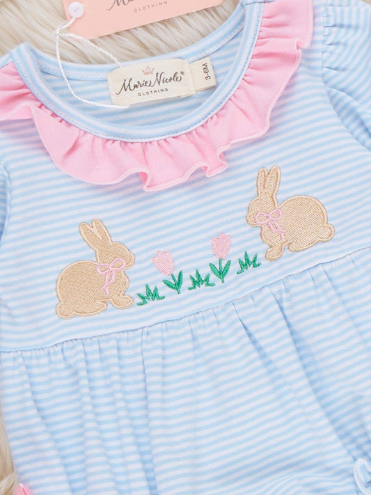 Picnic Hop Embroidered Cotton Ruffle Bubble