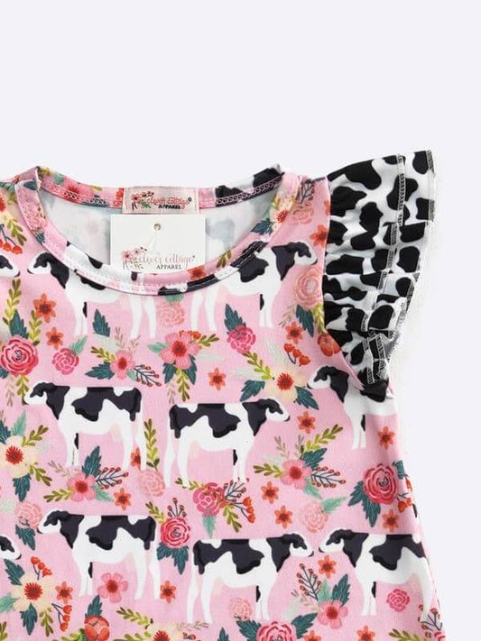 Ole' Bessie Floral Cow Romper