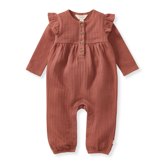 Rust Dottie Ruffle Infant Jumpsuit