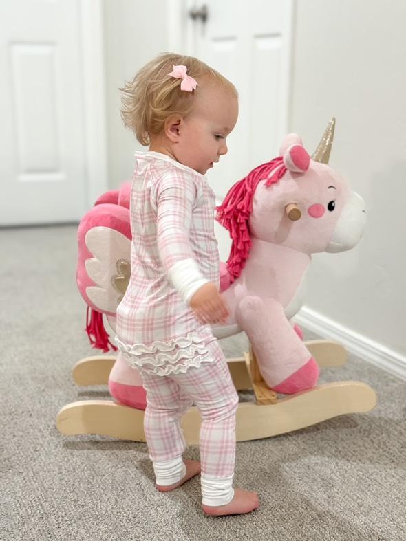 Pink Plaid Ruffle Bamboo Sleeper