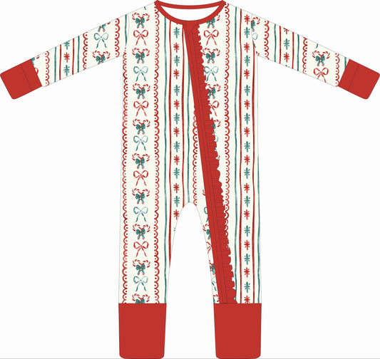 Mistletoe Bows Ruffle Bamboo Sleeper