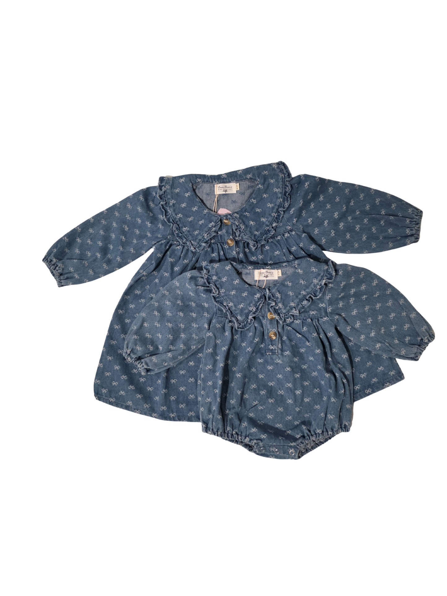 Mabel Denim Bow Romper & Dress