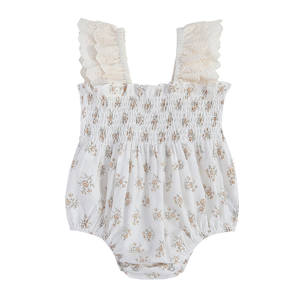 Dahlia Lace Trim Ruffle Romper & Dress