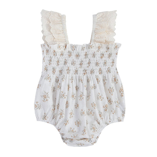 Dahlia Lace Trim Ruffle Romper & Dress