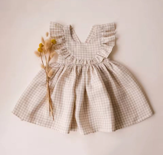 Fawn Gingham Ruffle Dress