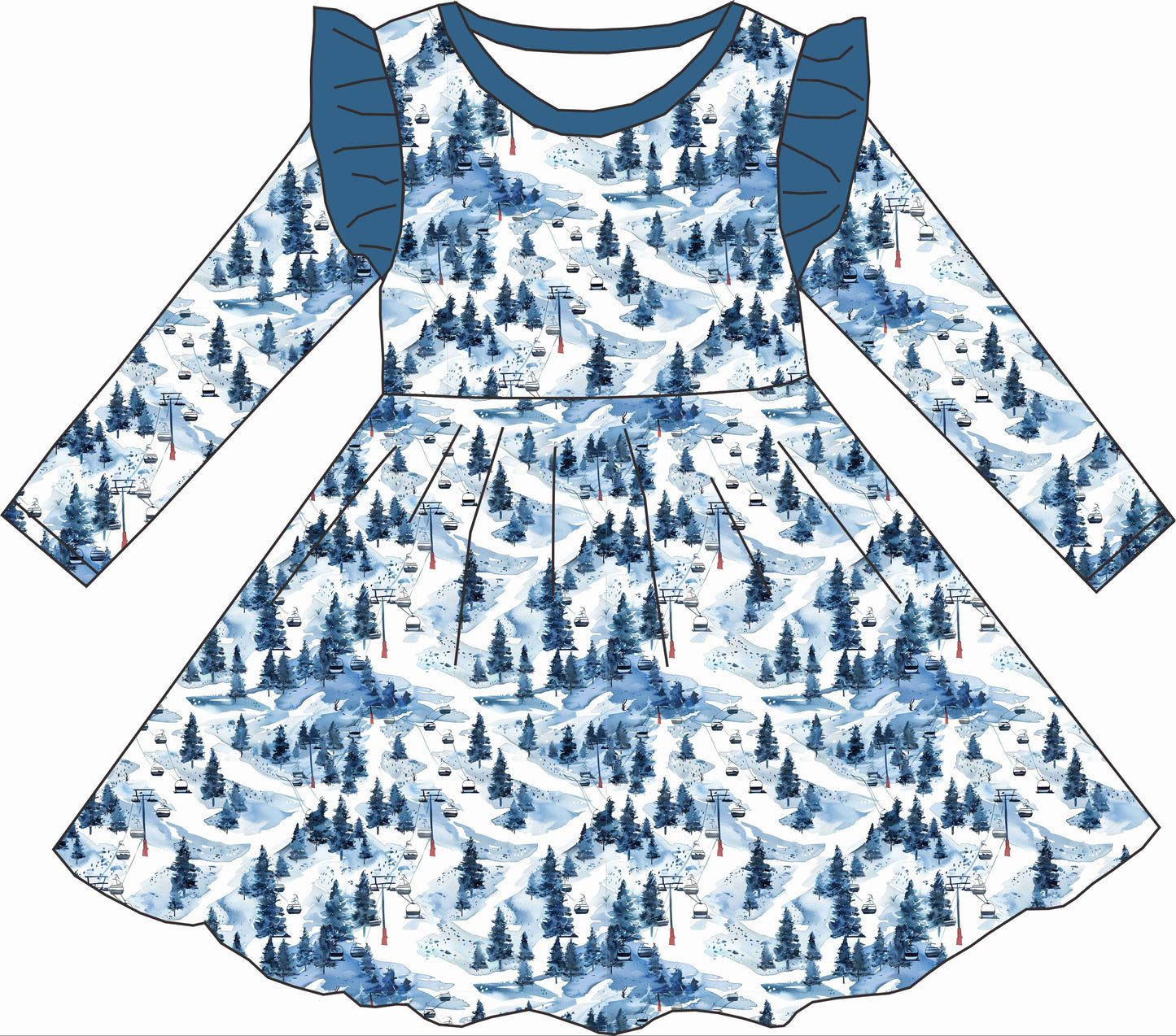 Alpine Ski Bamboo Ruffle Dress