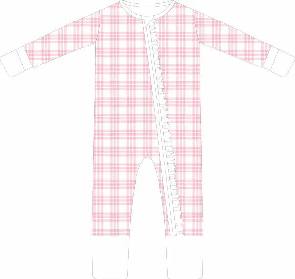 Pink Plaid Ruffle Bamboo Sleeper