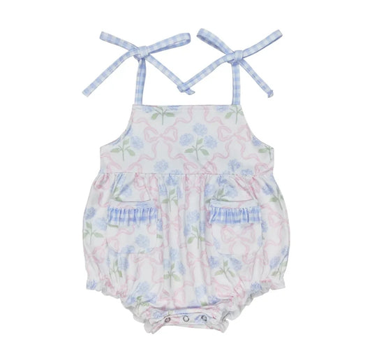 Hydrangea & Coquette Bow Bubble Romper