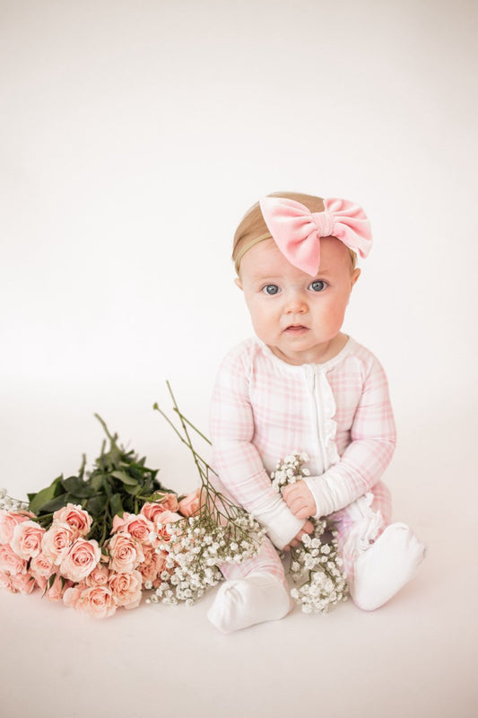 Pink Plaid Ruffle Bamboo Sleeper