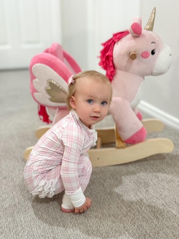 Pink Plaid Ruffle Bamboo Sleeper