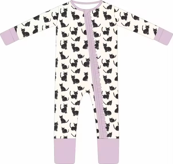 Moonlit Whiskers Bamboo Ruffle Sleeper
