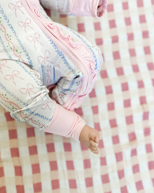 Vintage Bows Ruffle Bamboo Sleeper