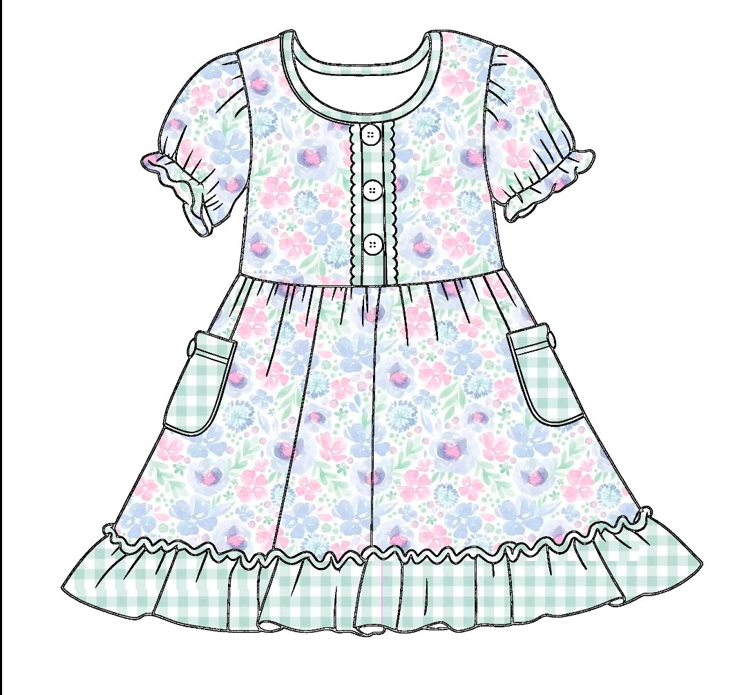 Mint Gingham Meadow Twirl Dress