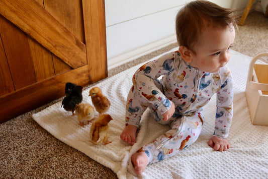 Watercolor Chickens Bamboo Sleeper