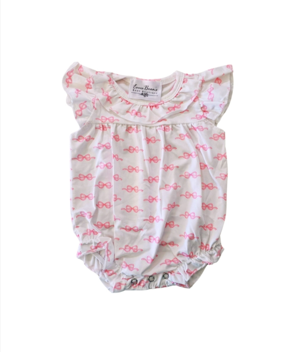 Vintage Coquette Bow Bubble Romper