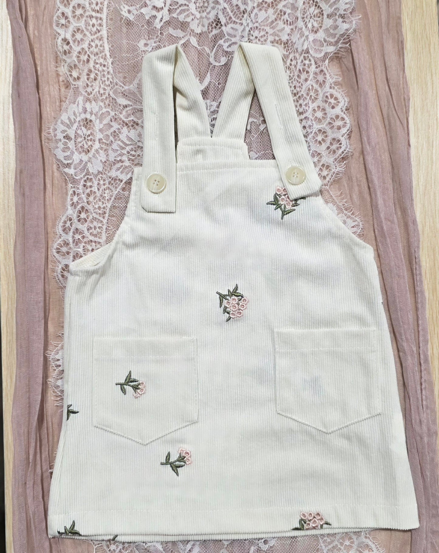 Classic White Floral Overall Skirt