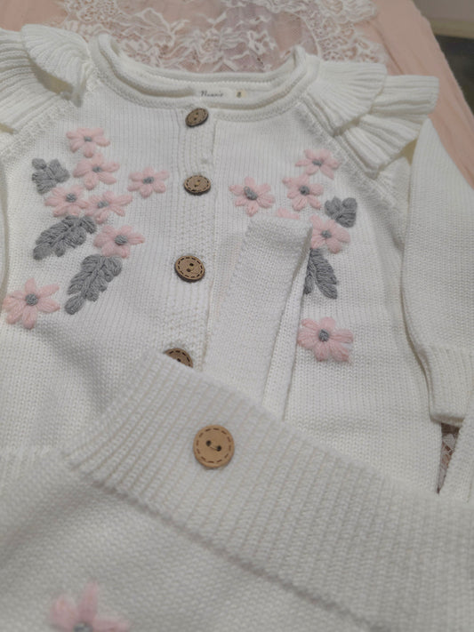 Eleanor Ruffle Cardigan & Overalls